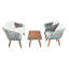 Ensemble de conversation de patio en bois massif avec coussins Larry -284873611-284873609