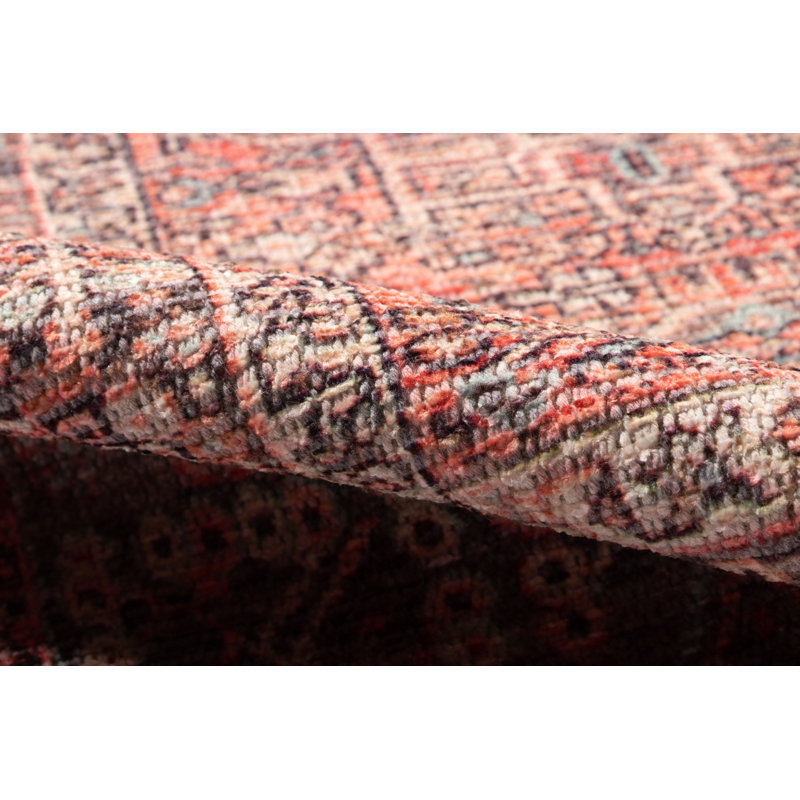 Conroy Red and Blue Stain-Resistant Synthetic Rug