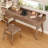 Nut-brown Rectangular Solid Wood Writing desk with drawers desk