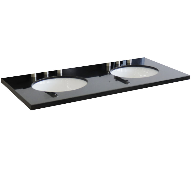 Plateau de meuble-lavabo double 49 po avec lavabo, Noir galaxie