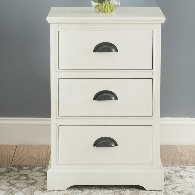 Calvillo 45cm W Solid + Manufactured Wood Bedside Table, Off White