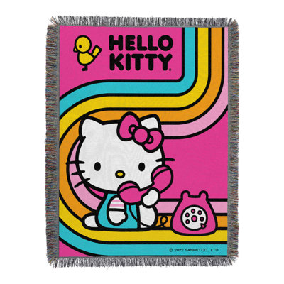 Sanrio Hello Kitty Throw Blanket, Let's Chat Cute Anime Fan Decor, 48x60 Inches