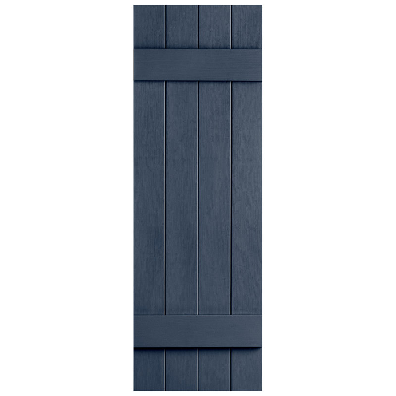 Paire de volets en vinyle fermés à quatre planches et lattes, Indigo, 47 po