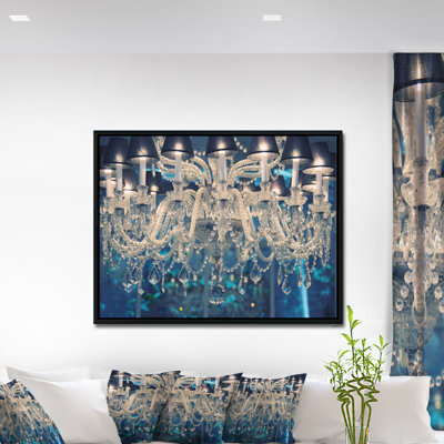 Lustre en cristal rétro bleu, art mural - Lustre en cristal