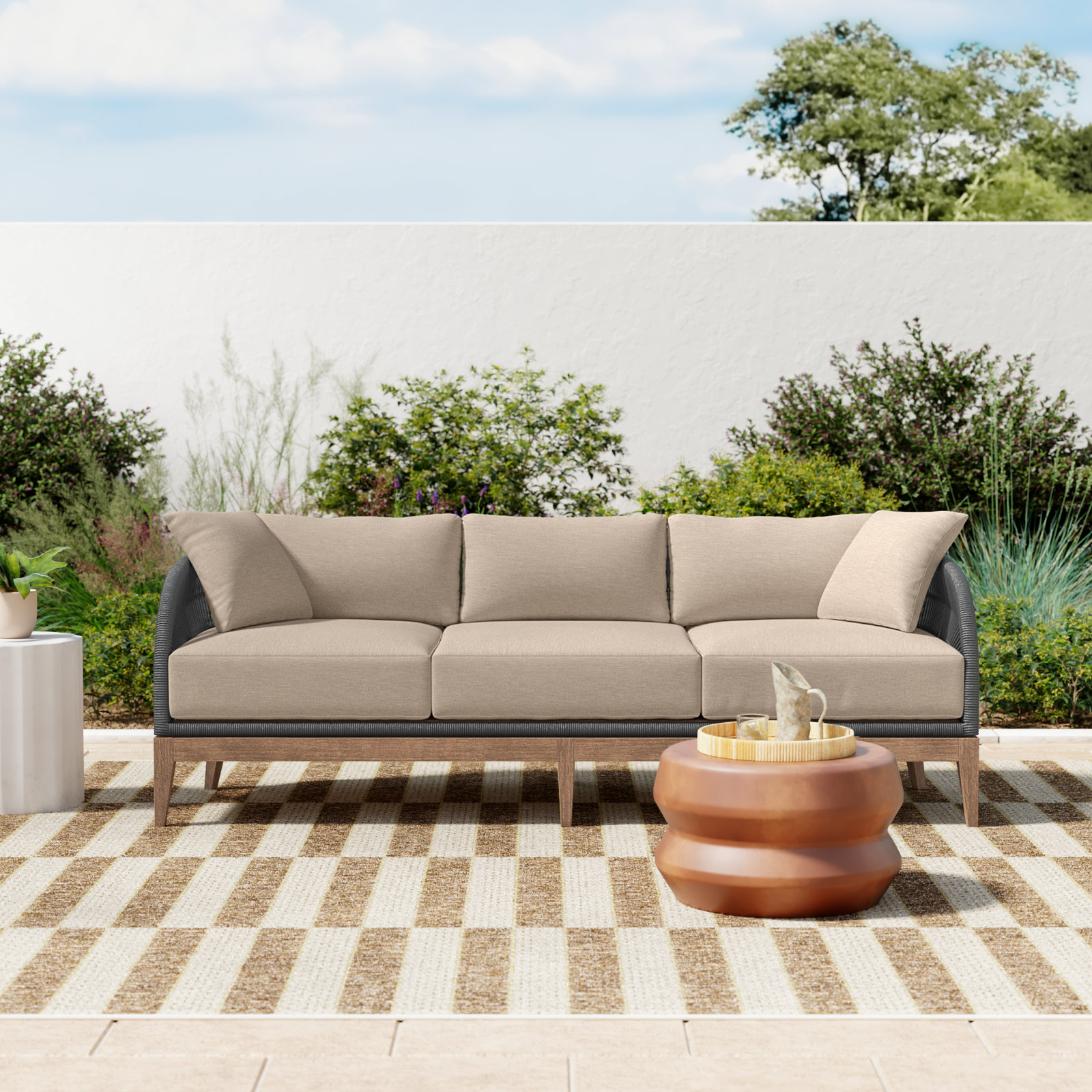 82" Eucalyptus Patio Sofa