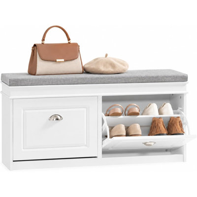 Moriah 8-Pair Shoe Storage Bench with Seat Cushion