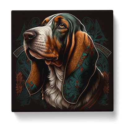 Basset Hound Neo-Traditional - Wrapped Canvas - Framed Print