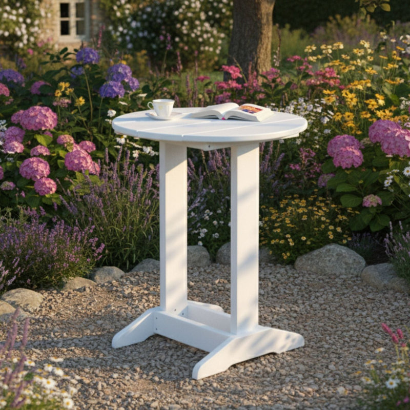  Poly Composite Round Balcony Side Table, Lemon Yellow, Lemon Yellow