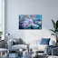 Tableau abstrait floral d'orchidée violette sur toile tendue, idéal pour décorer salon, chambre ou autre pièce.-481096041