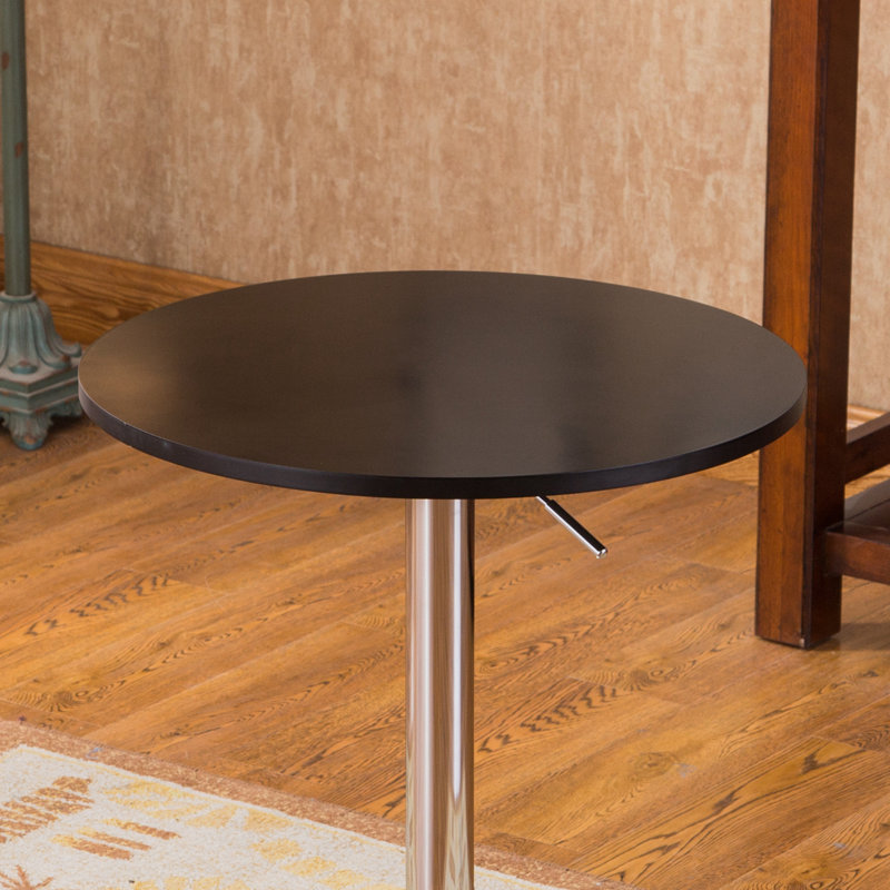 Table de bout à hauteur réglable en métal avec plateau en métal Latéral Latéral, H 36 po x l 24 po x P 24 po, Noir, Argent
