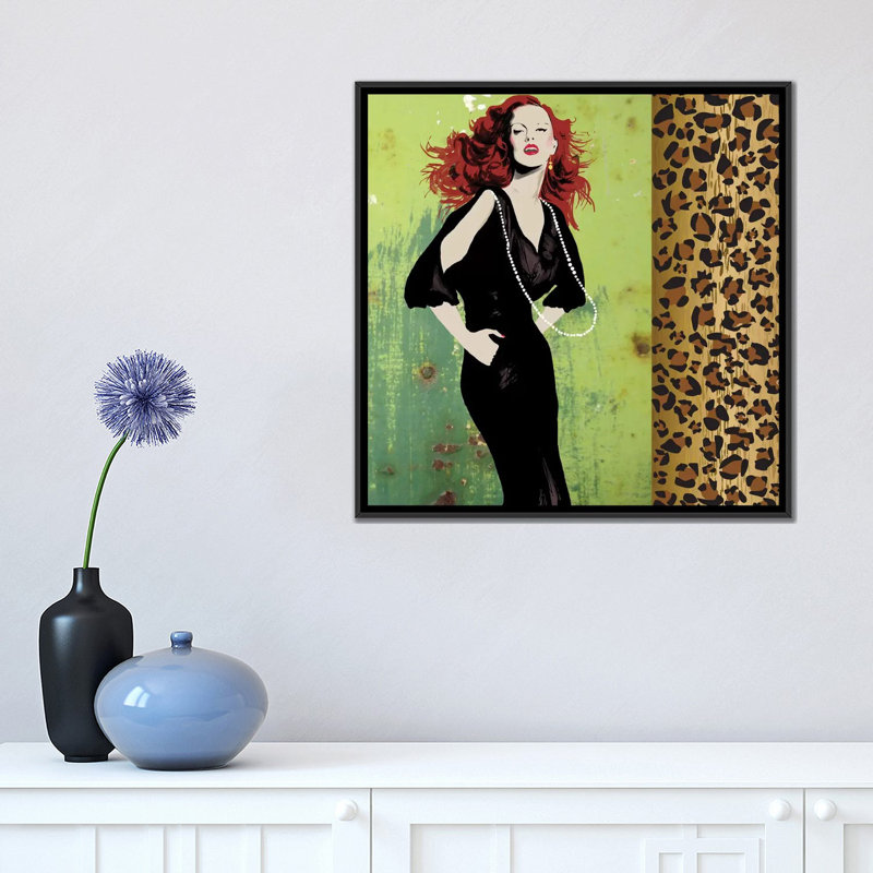 « vixen », reproduction sur toile, H 18 po x l 18 po x P 1,5 po, Toile avec cadre noir, Pas de tapis