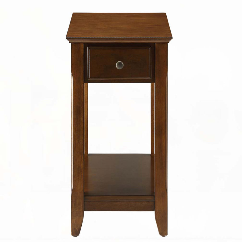 Walnut Accent Table with Bottom Shelf