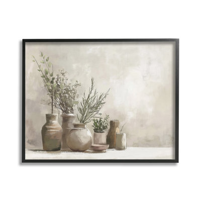 «Cottage Herbs in Pottery», art de la giclée encadrée par Imagine It Images