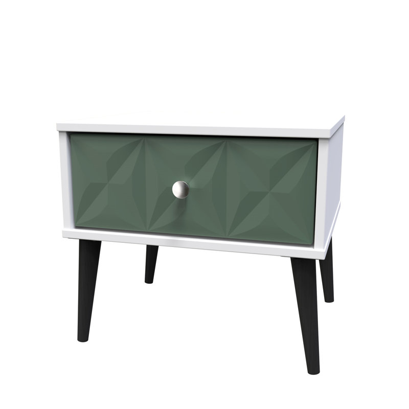 Carnlea 45cm W Manufactured Wood Bedside Table, Labrador Green/White