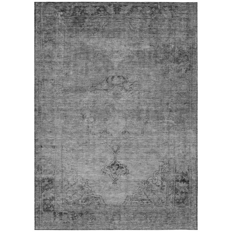 Tapis extérieur gris lavable argenté et gris anthracite 8 pi x 10 pi