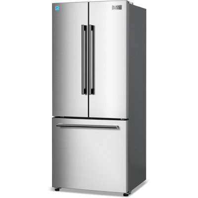 BLACK+DECKER 16 Cu. Ft. French Door Refrigerator with Built-in Ice Maker, Full Size Refrigerator with Bottom Mount Freezer Drawer, Frost Free, ENERGY STAR certified, BRF1600GIMS, Stainless Look
