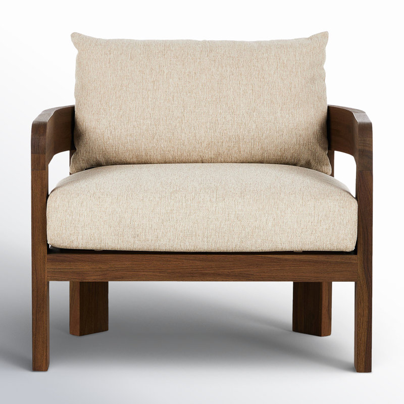 Chapman Outdoor Teak Lounge Chair, Beige
