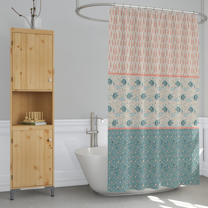Patterned Fish In The Sea Shower Curtain, 93" H x 70" W
