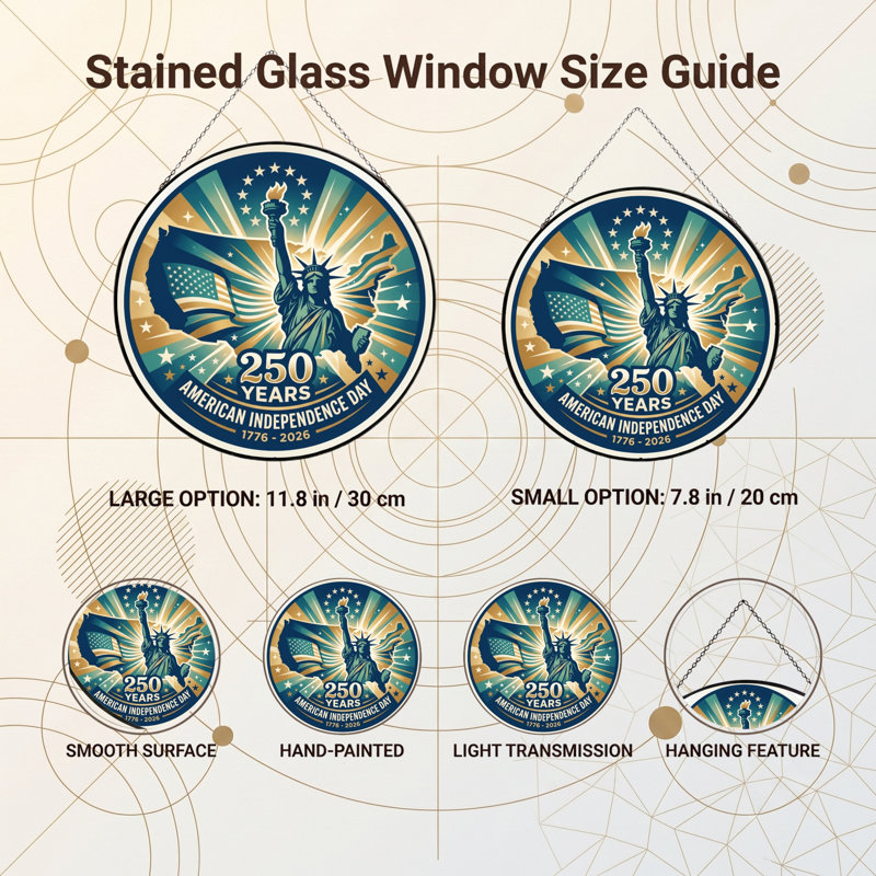 Vitrail Statue Liberty USA 250th Anniversary, H 12 po
