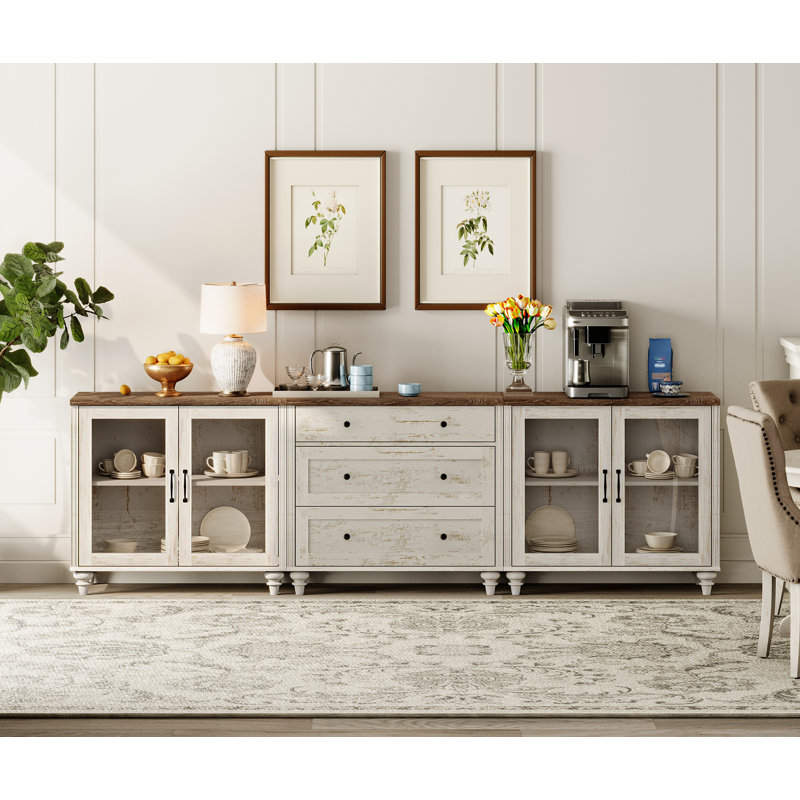 Scarlett 101.6'' Sideboard, Rustic White/Brown