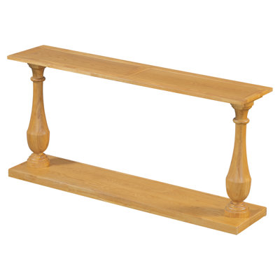 U_STYLE Table de canapé design rétro avec placage de pin luxueux et pieds fuselés élégants, table d'entrée étroite moderne pour salon, bureau, vestibule ou chambre à coucher