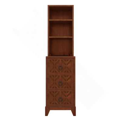 End Table with 3 Drawers, Corner Table with 2 Open Shelves, Tall Side Table for Bedroom and Corner