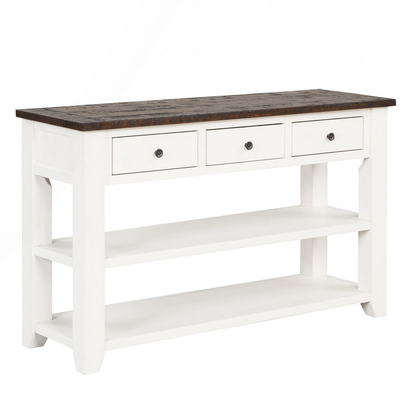 Console en bois massif 48,82 po Donik, Brun, H 30 po x l 48,82 po x P 15,75 po, Brun
