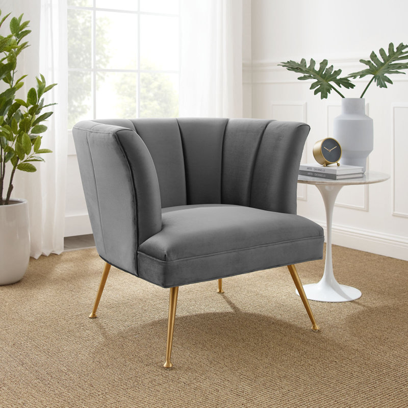 Fauteuil Modway Veronica, Velours gris