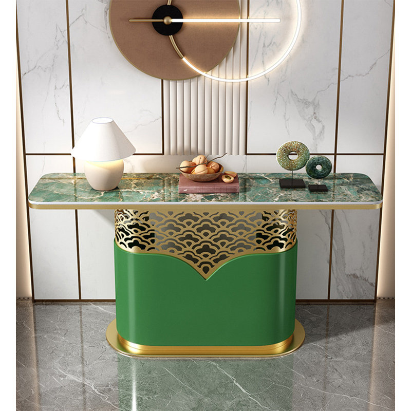 Table d'entrée de luxe moderne en métal fritté Wave, 31.5" H x 39.37" W x 11.81" D