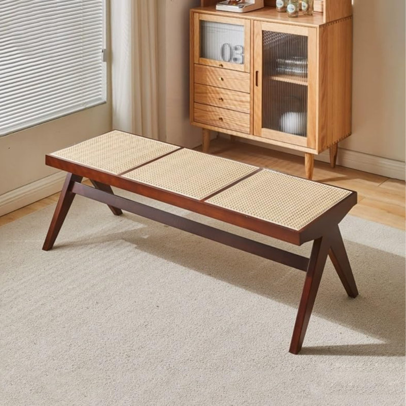 Banc en bois massif Roxy, Noyer