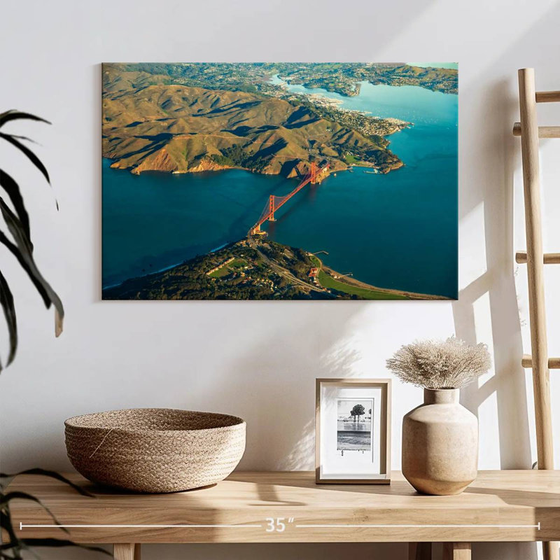 Vue aérienne du Golden Gate Bridge, H 16 po x l 24 po