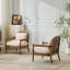 Chaise d'appoint Mid-Century avec accoudoirs en bois massif et dossier en rotin-810987927-810987912