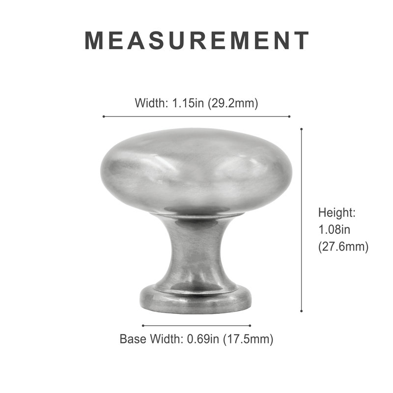 Poignée ronde 1 3/16 po de diamètre Classic Collection, Nickel satiné