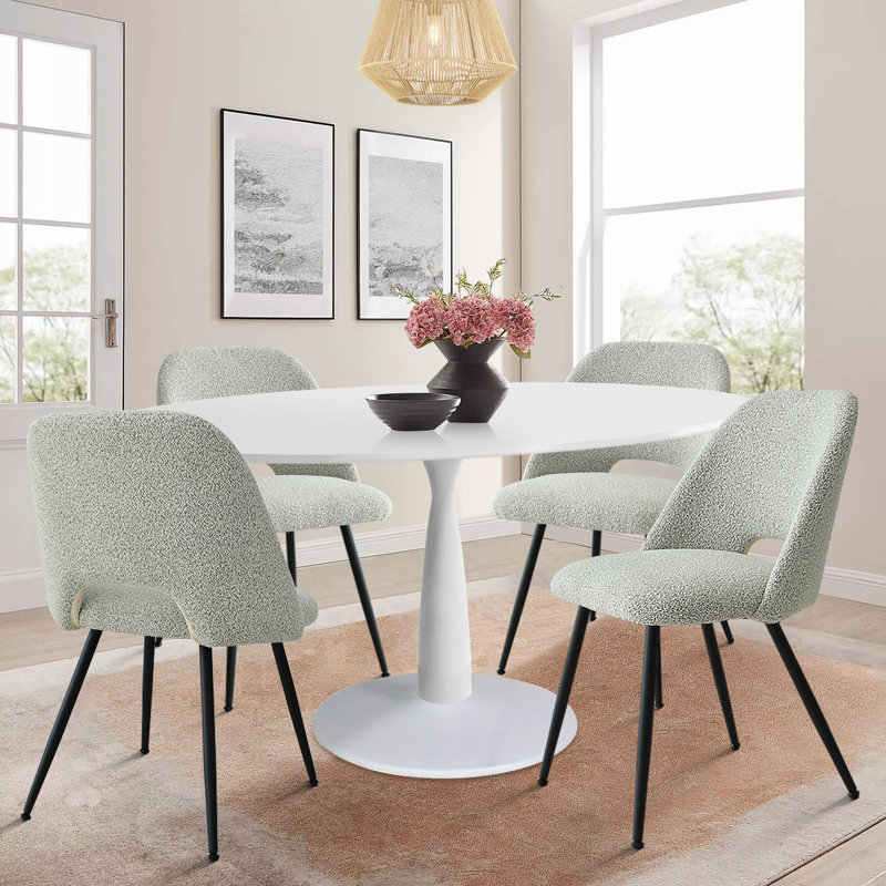 Chaena 5-Piece Oval Dining Table Sets, Gray