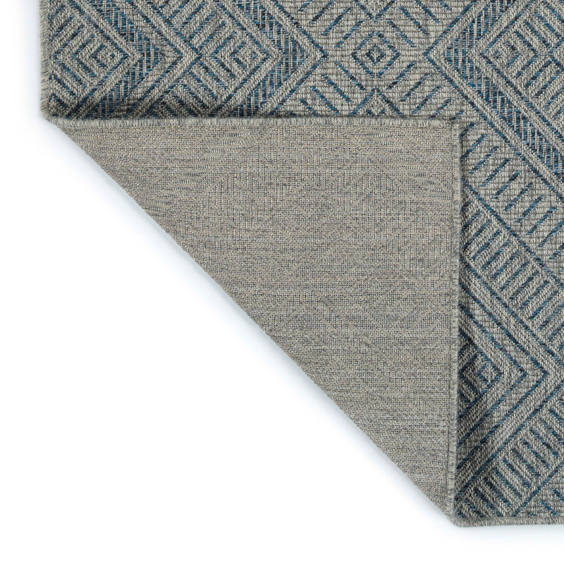 Modern Transitional Geometric Southwestern Textured High-Low Cut & Loop Rug, Runner 2' x 6'