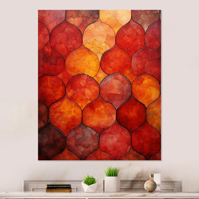 Elegance Orange And Yellow Moroccan Tiles 3 - Abstract Tile Metal Wall Art