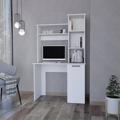 Bureau d'ordinateur à 3 tablettes de rangement