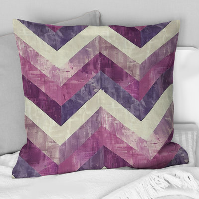 Purple Beige Chevron Bliss - Midcentury Throw Pillow