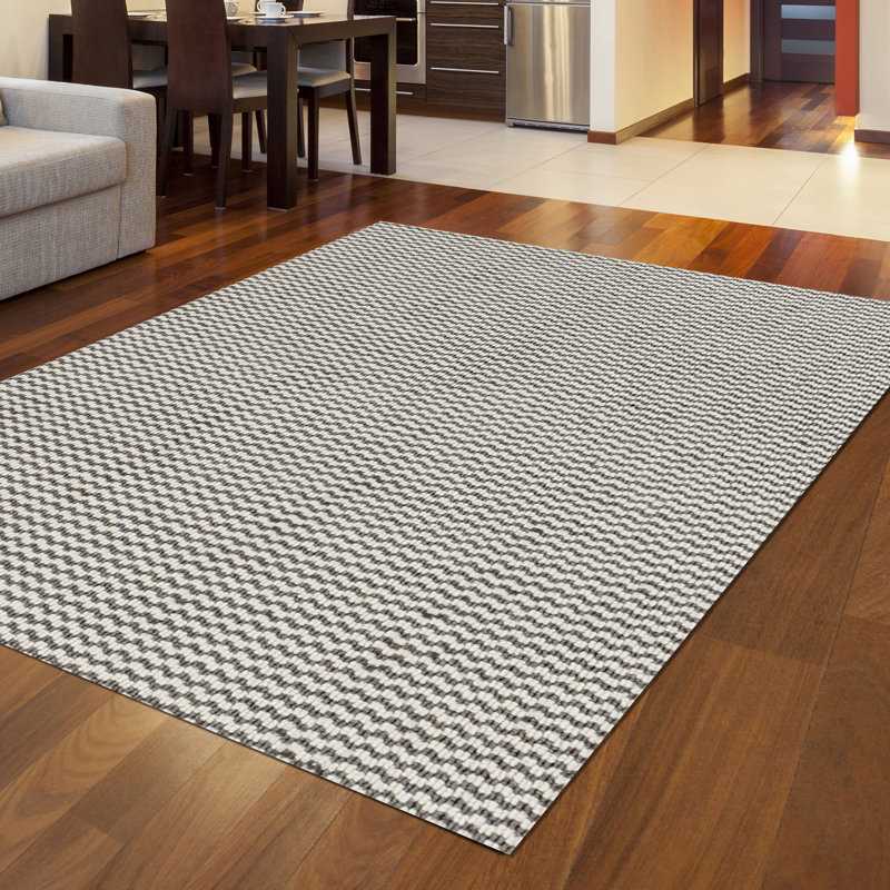 Tapis gris anthracite en laine noué à la main Chevron, Rectangle 6 pi x 9 pi