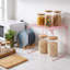 Ensemble de 4 tablettes de rangement empilables en métal rose, 10 x 11 x 12 pouces-134589385