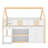 Functional Low Height Bed with Climbing Staircase, Enclosed Storage Units, Floating Shelves and Integrated Mood Lighting