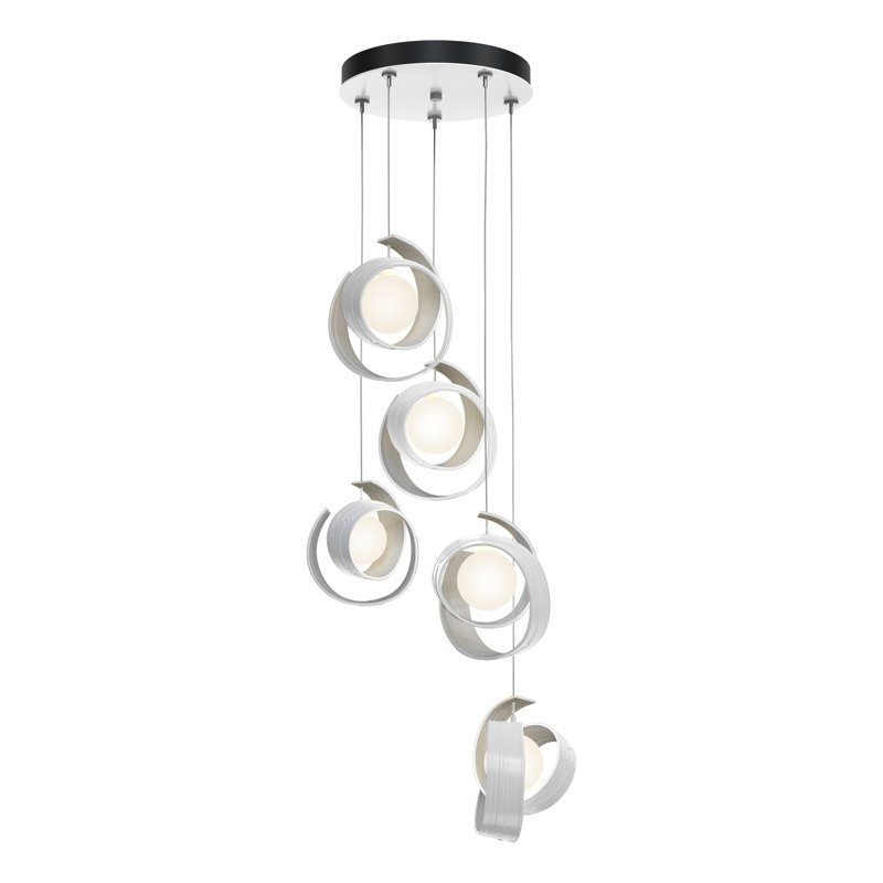 Riza 5 - Light Cluster Geometric Pendant, White, 28" - 80"