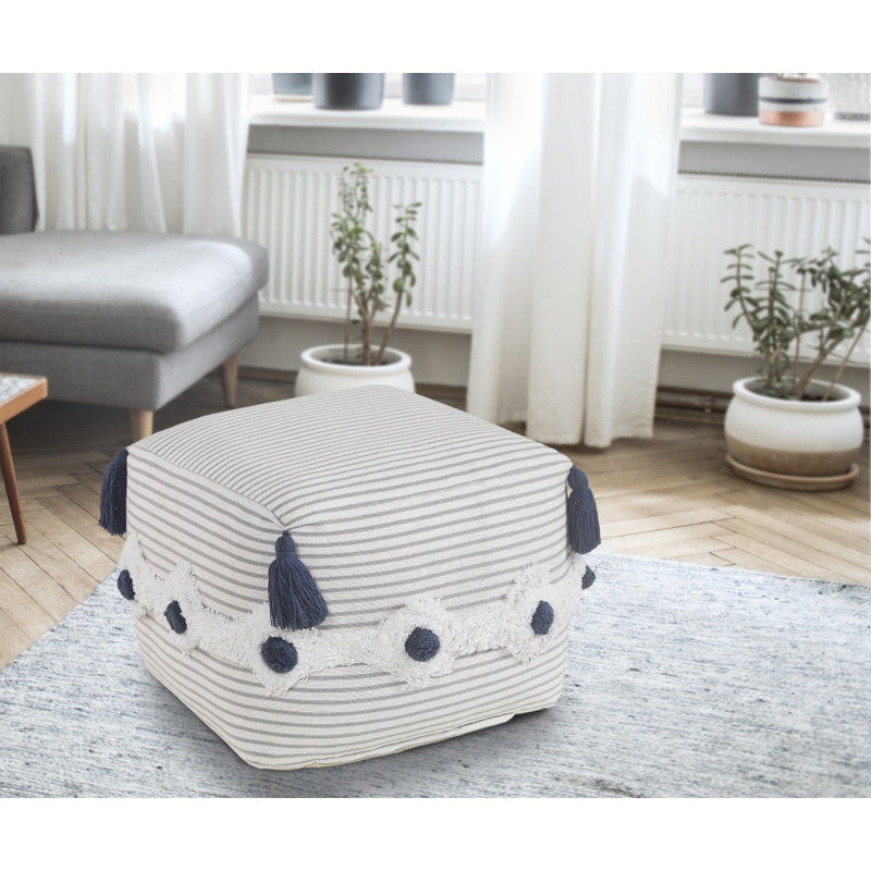 18" Gray 100% Cotton Ottoman