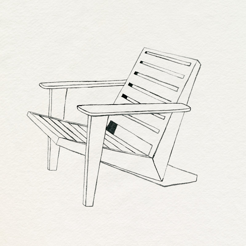 Adirondack Sketch II by Grace Popp - Wrapped Canvas Print, 30cm H x 30cm W x 3.8cm D