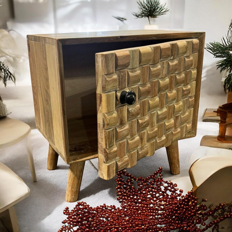 43cm W Solid Wood Bedside Table