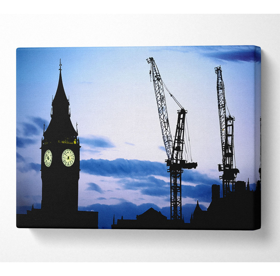 London Big Ben Lilac Night Skys - Kunstdrucke auf Leinwand