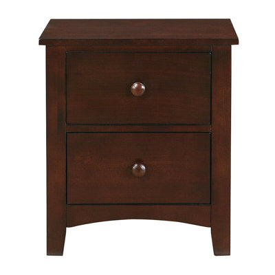 Table de chevet moderne à 2 tiroirs en placage de pin et panneau de fibres à densité moyenne en bois