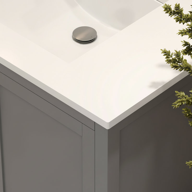 Rooh Meuble-lavabo de salle de bain sans comptoir gris anthracite assemblé, Gris