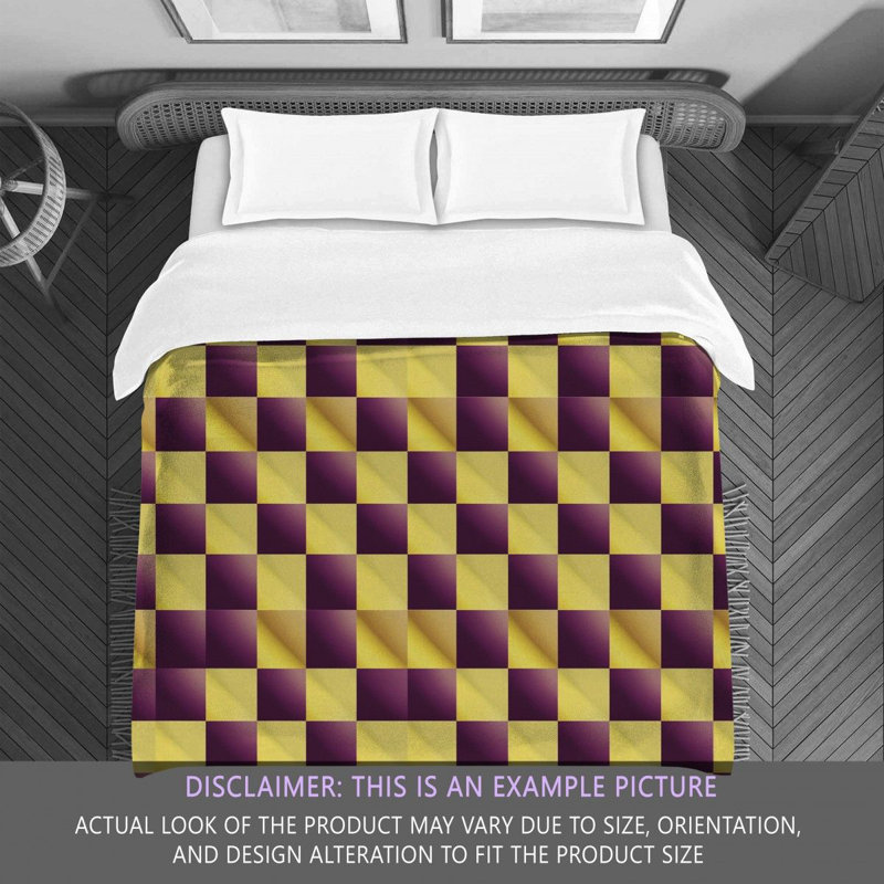 Machine Printed Comforter, Twin Comforter, Purple/Yellow Checkered