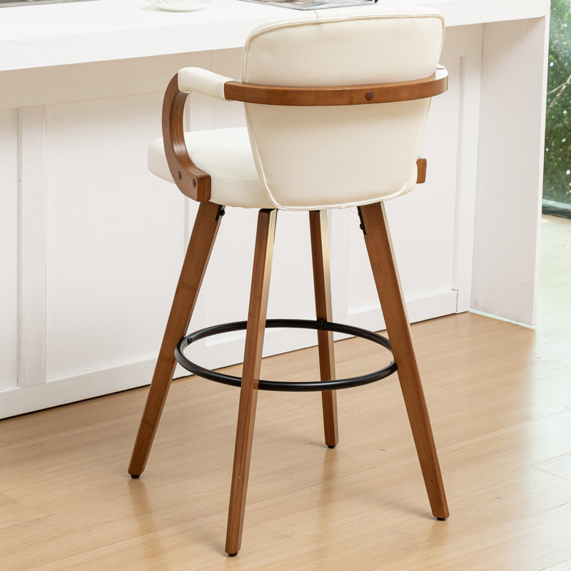 Modern Upholstered Swivel 30 inch Stools (Set of 4), White, 4, Bar Stool (29.13” Seat Height)